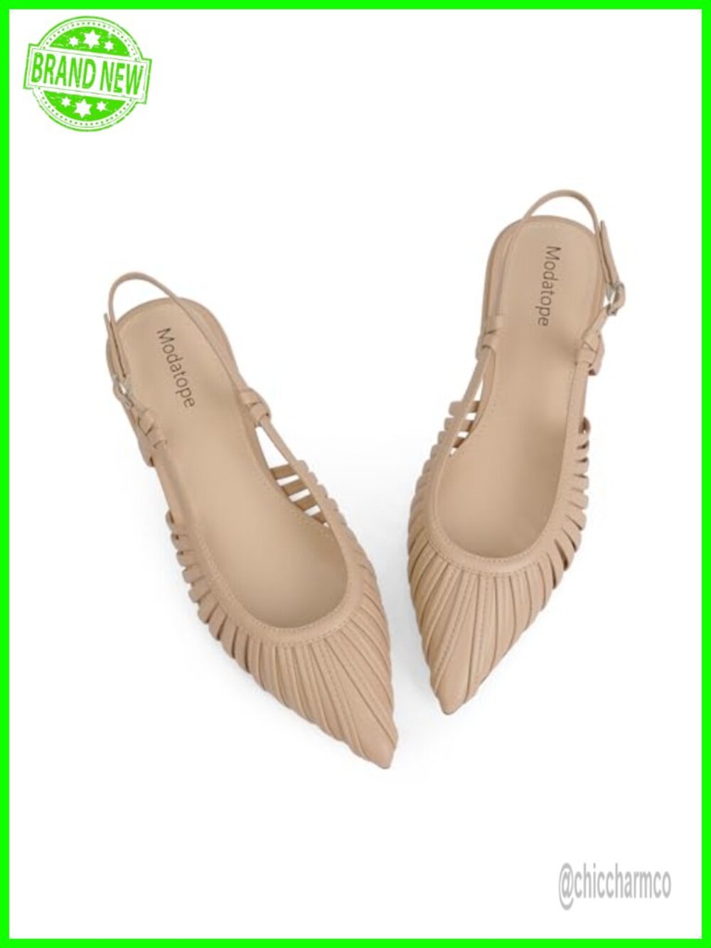 Slingback Flats Pointed Toe Ballet Low Heel Dress Shoes